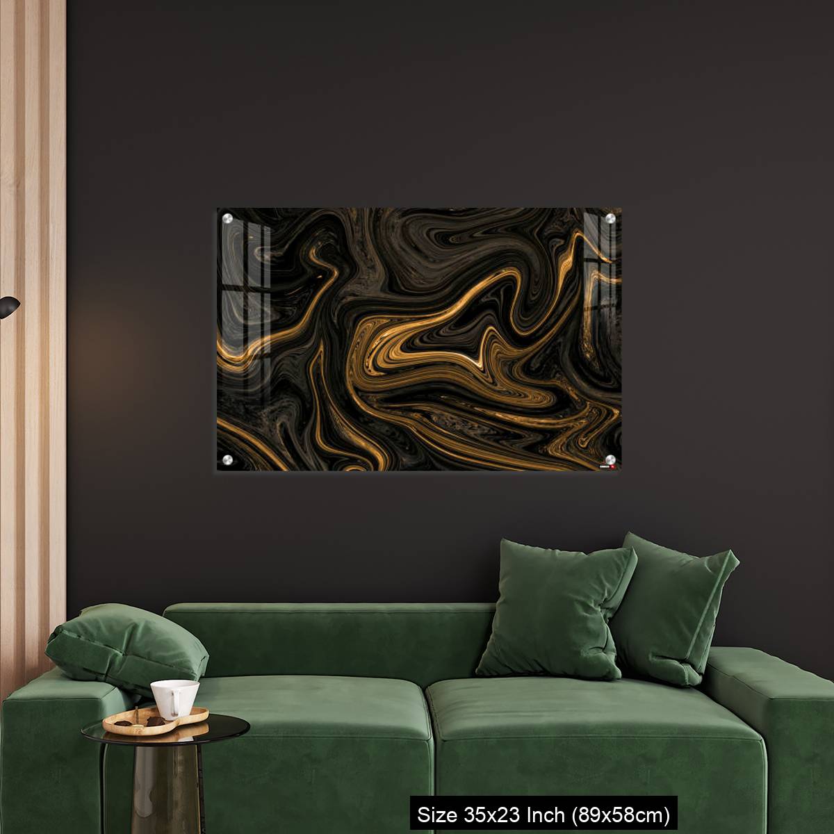 OMGs Acrylic Wall Decor – Black Golden Liquied Pattern Background With Design For Wall, Floor - Image 11