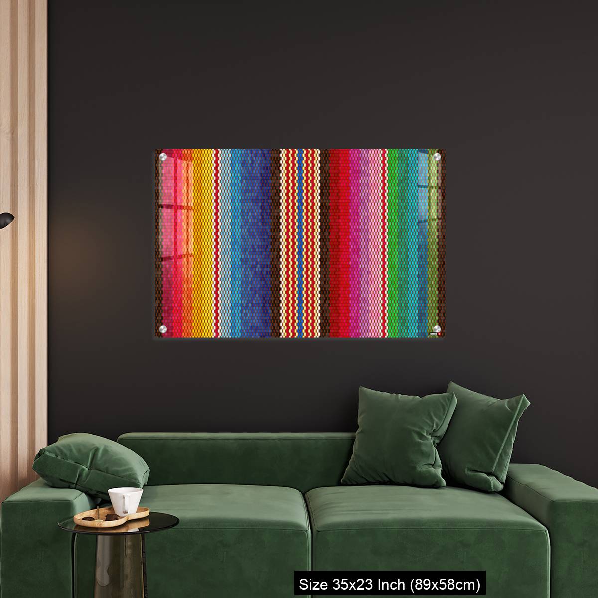 OMGs Acrylic Wall Decor – Background for Cinco de Mayo party decor or ethnic mexican fabric pattern with colorful stripes. - Image 11