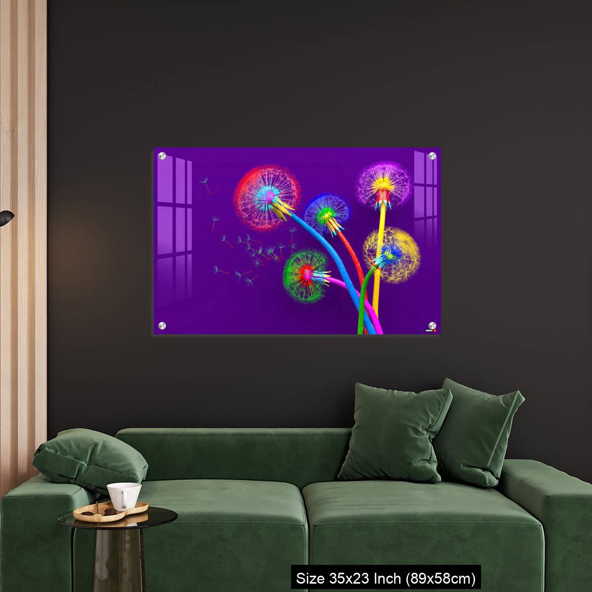 OMGs Acrylic Wall Decor – Bouquet of five flowers of blossoming dandelions of unusual colorful colors - Image 11