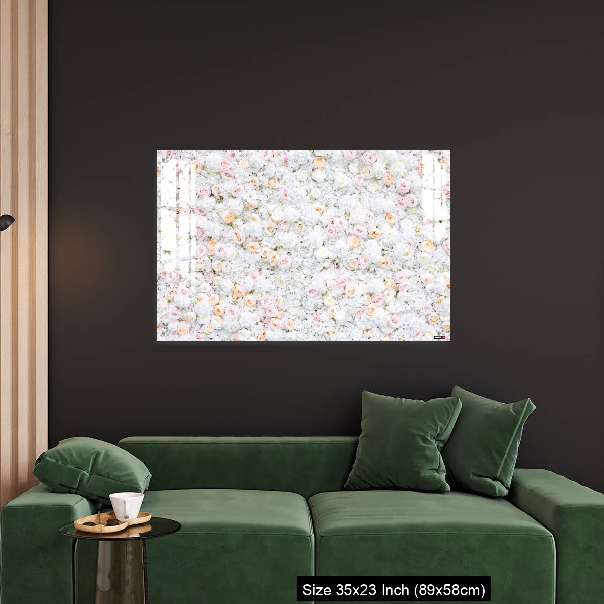 OMGs Acrylic Wall Decor – Flowers wall background with white and light orange roses. - Image 11