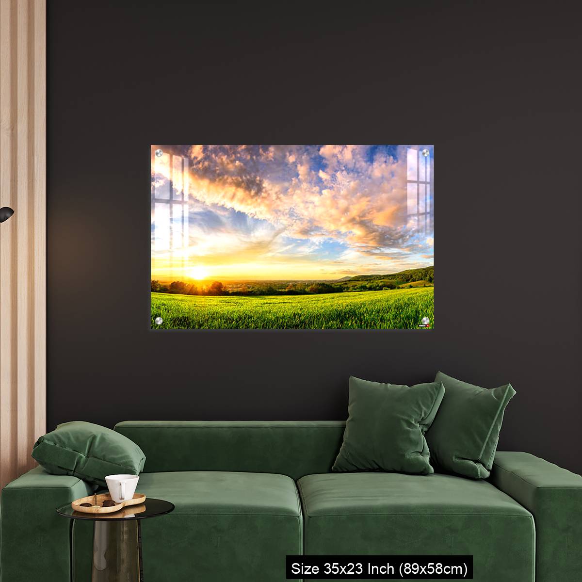 OMGs Acrylic Wall Decor – Panorama of colourful sunset on a green meadow - Image 11