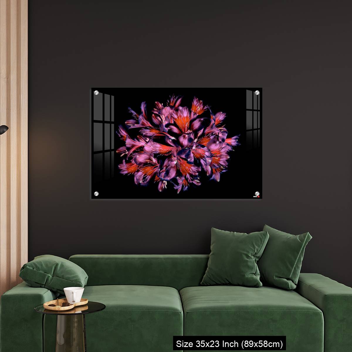 OMGs Acrylic Wall Decor – Vibrant coloured floral abstract design using Peruvian lilies with black background - Image 11