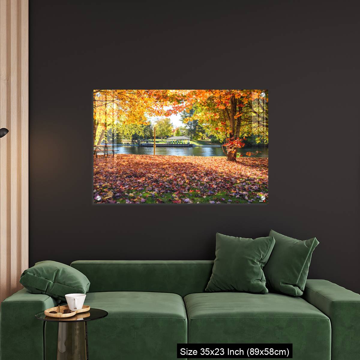 OMGs Acrylic Wall Decor – Deserted riverside park covered in fallen leaves on a sunny autumn day - Image 11