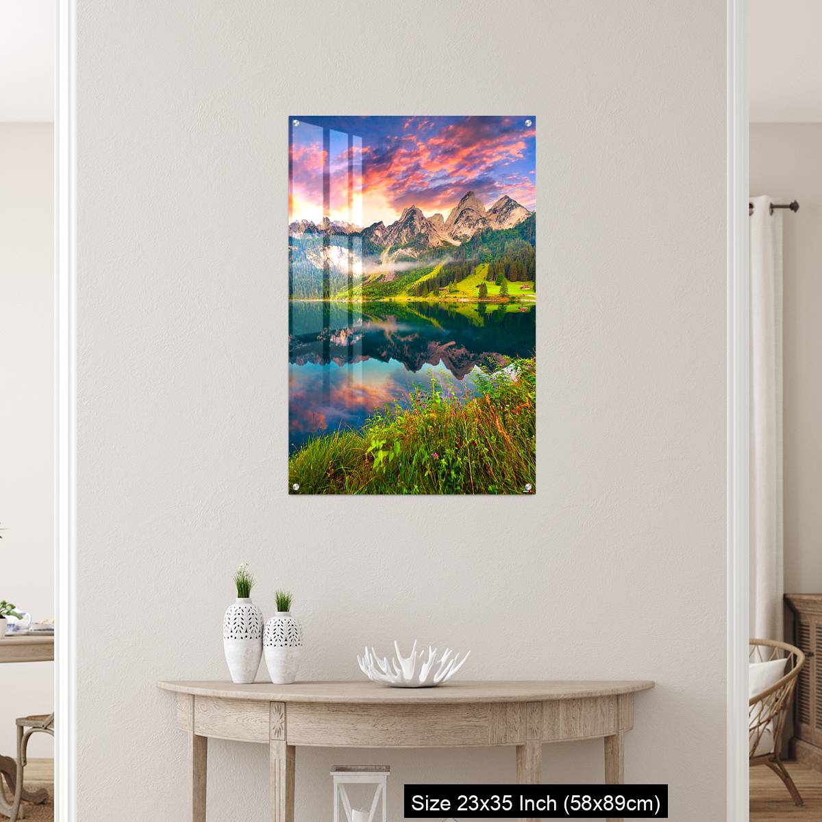 OMGs Acrylic Wall Decor – Colorful summer sunrise on the Vorderer Gosausee lake - Image 12