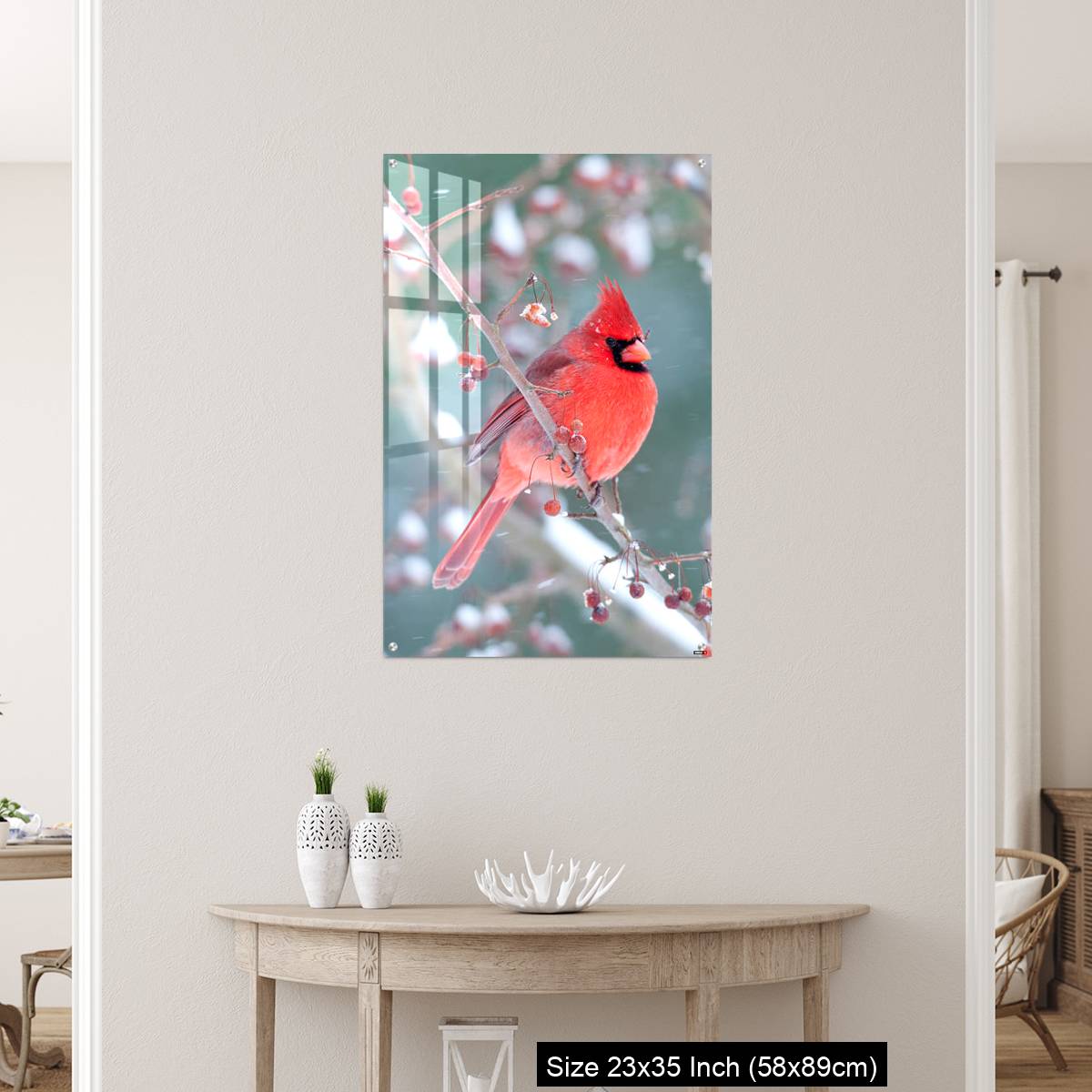 OMGs Acrylic Wall Decor – Northern Cardinal and light snow in winter - Image 12