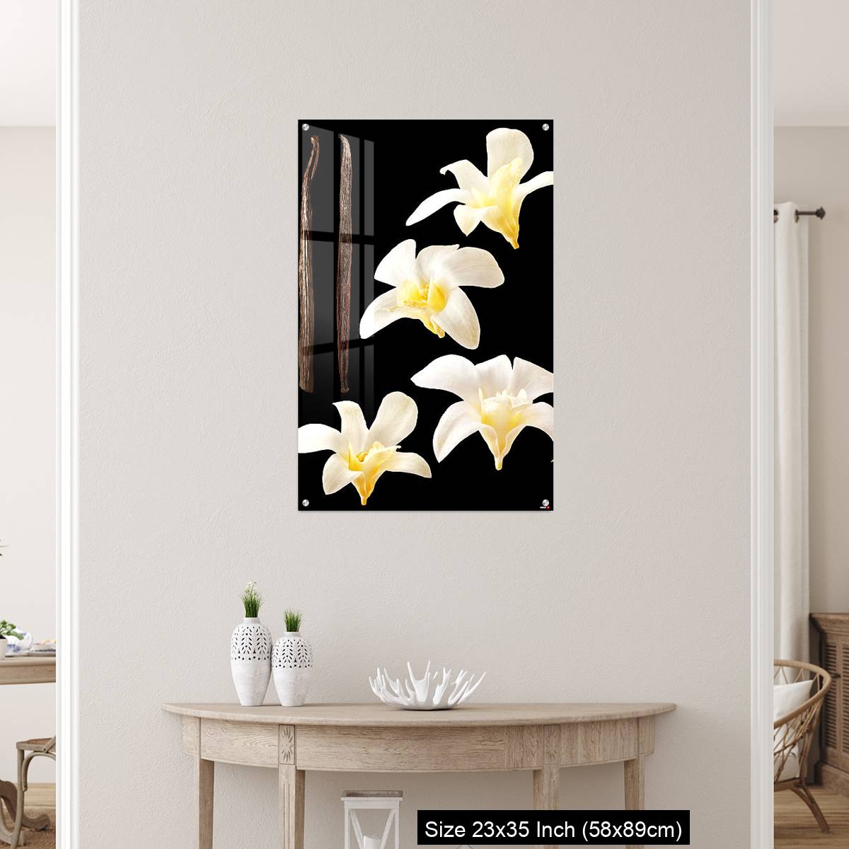 OMGs Acrylic Wall Decor – Vanilla flowers and stick isolated on black background - Image 12