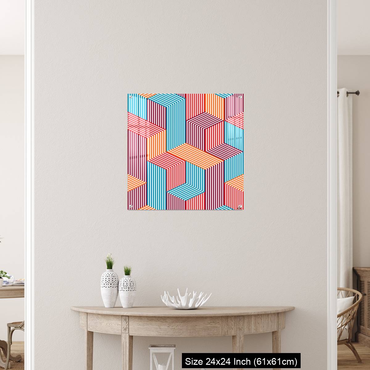OMGs Acrylic Wall Decor – 3D dimensional lined cubes seamless pattern, geometric endless texture with lines and boxes - Image 12