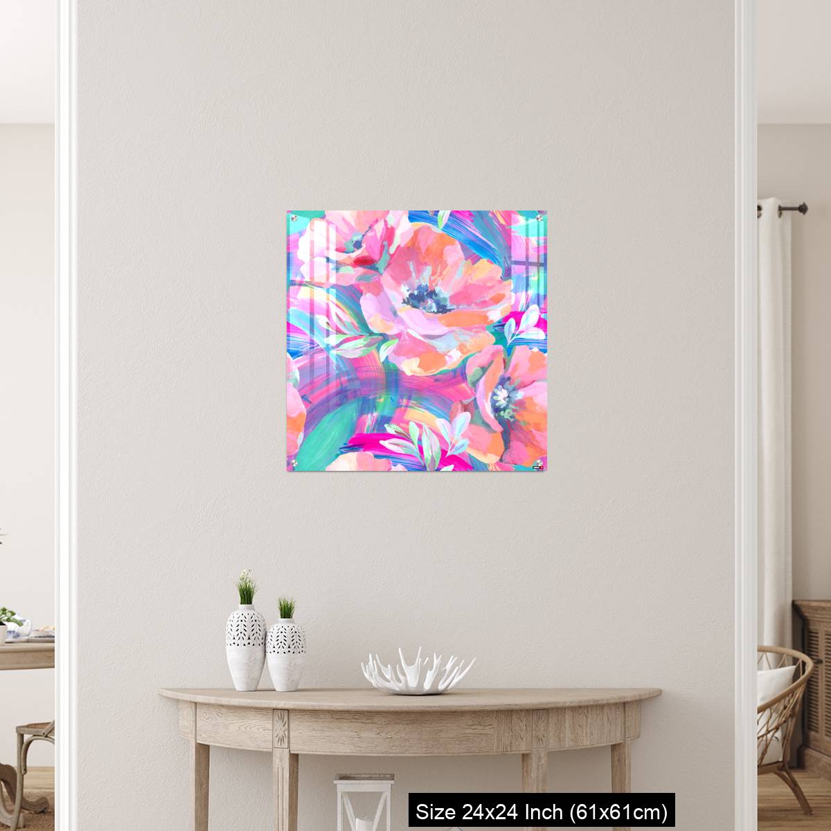 OMGs Acrylic Wall Decor – Acrylic flowers, leaves, paint smears seamless pattern. - Image 12