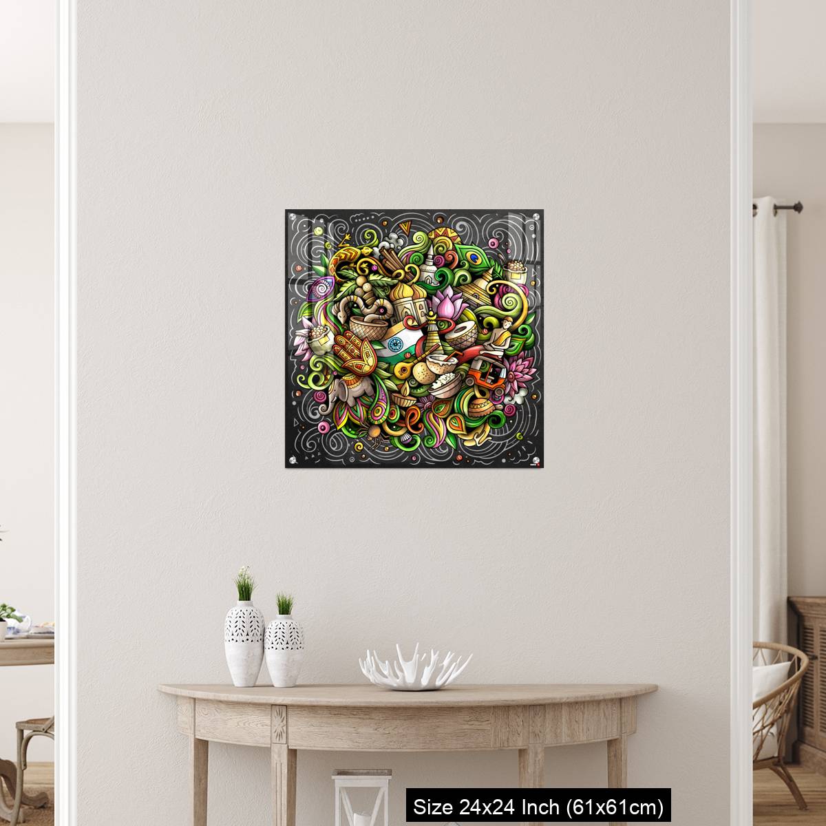 OMGs Acrylic Wall Decor – India hand drawn cartoon doodles - Image 12