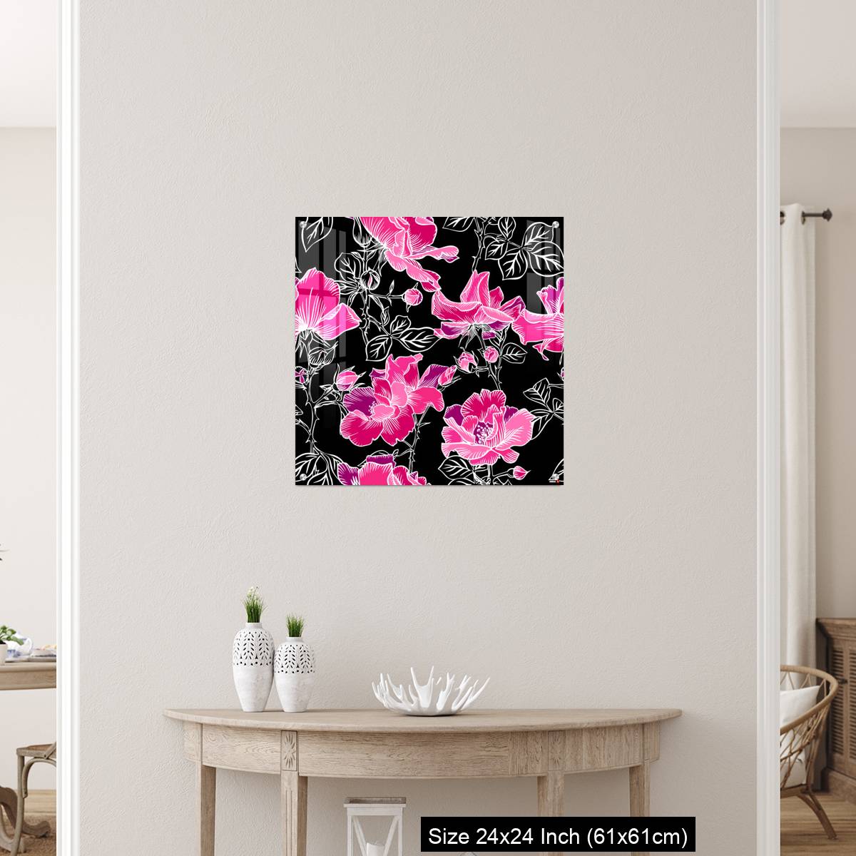 OMGs Acrylic Wall Decor – Seamless pattern with blossom red large roses petals buds and leaves. - Image 12