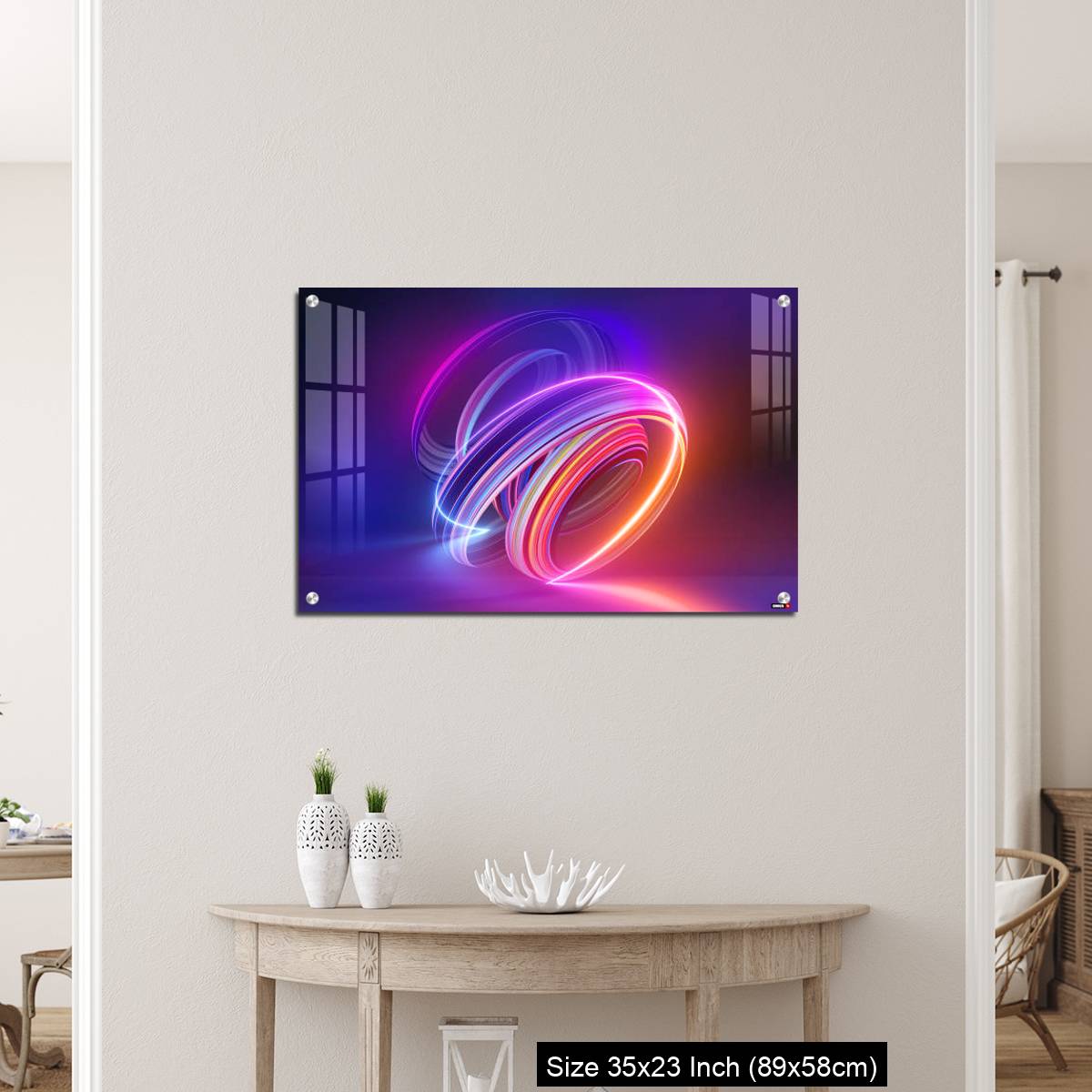OMGs Acrylic Wall Decor – Colorful background with abstract shape glowing in ultraviolet spectrum, curvy neon lines - Image 12