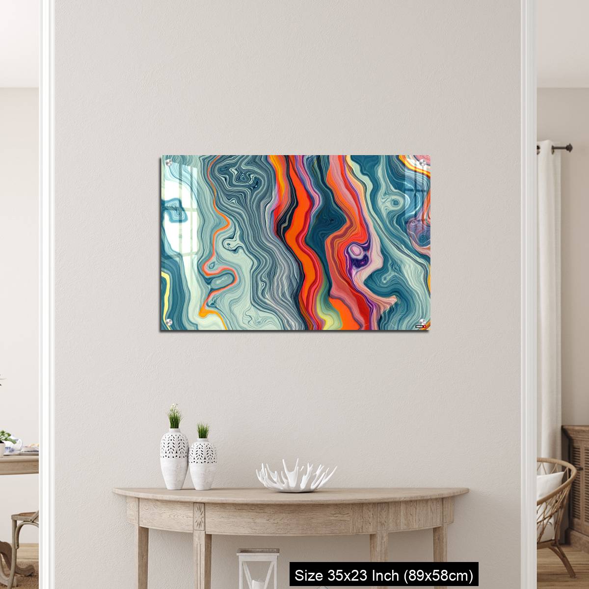 OMGs Acrylic Wall Decor – Abstract Marble Waves Acrylic Background. Gray Orange Marbling Texture. Agate Ripple Pattern. - Image 12