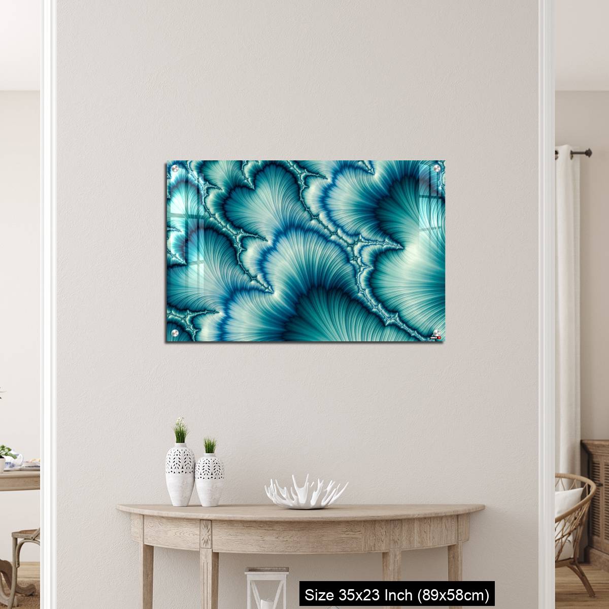 OMGs Acrylic Wall Decor – Aqua and Green psychedelic fractal background like floral petal - Image 12