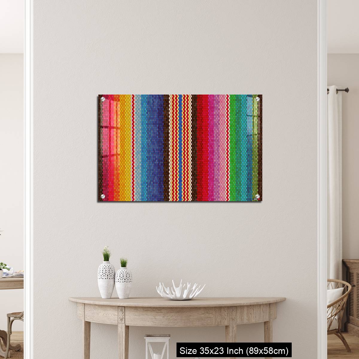 OMGs Acrylic Wall Decor – Background for Cinco de Mayo party decor or ethnic mexican fabric pattern with colorful stripes. - Image 12