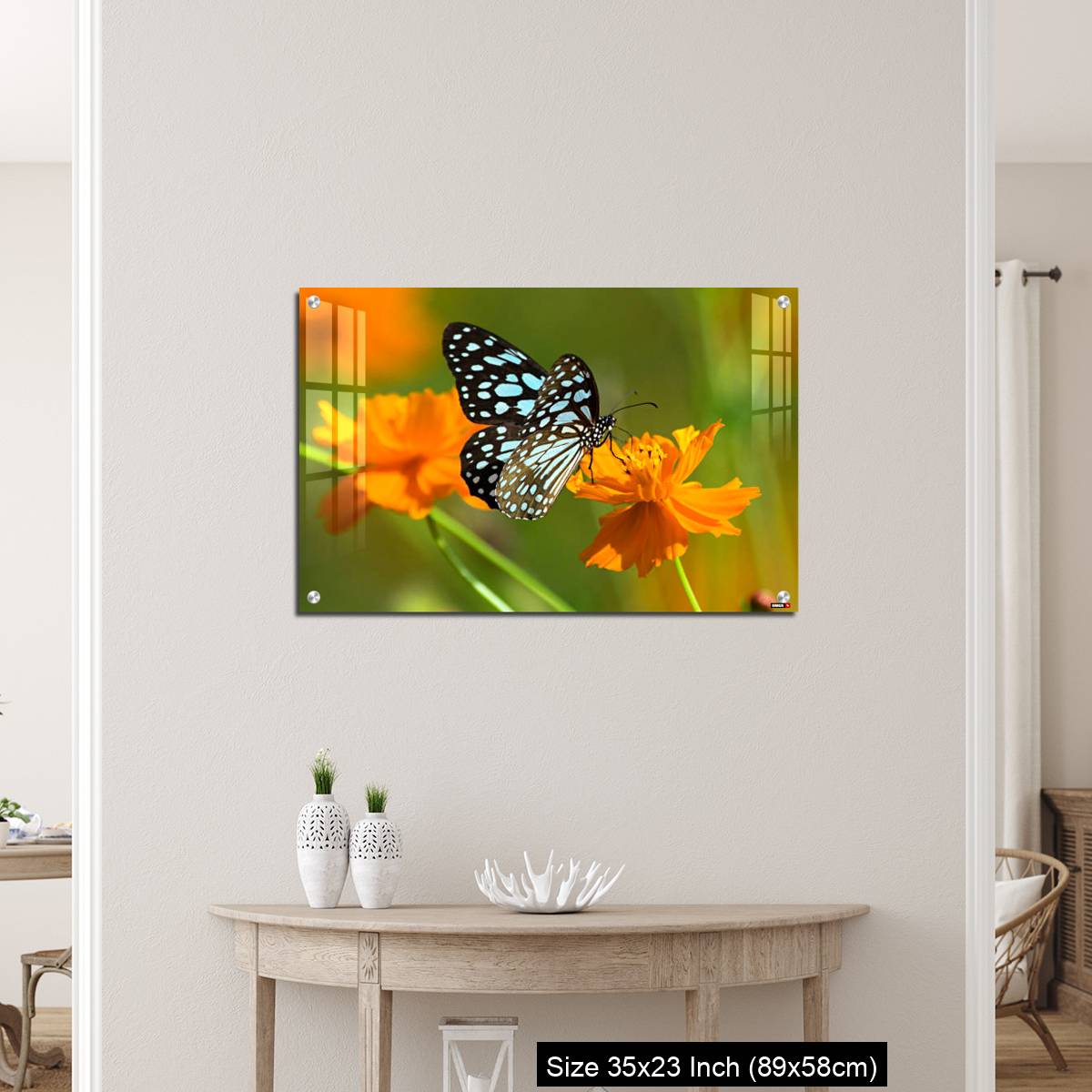 OMGs Acrylic Wall Decor – Blue tiger butterfly or Tirumala limniace on an orange flower - Image 12