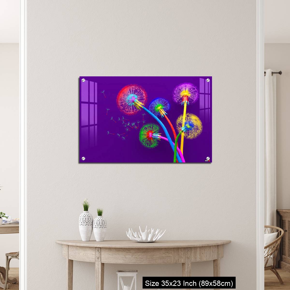 OMGs Acrylic Wall Decor – Bouquet of five flowers of blossoming dandelions of unusual colorful colors - Image 12