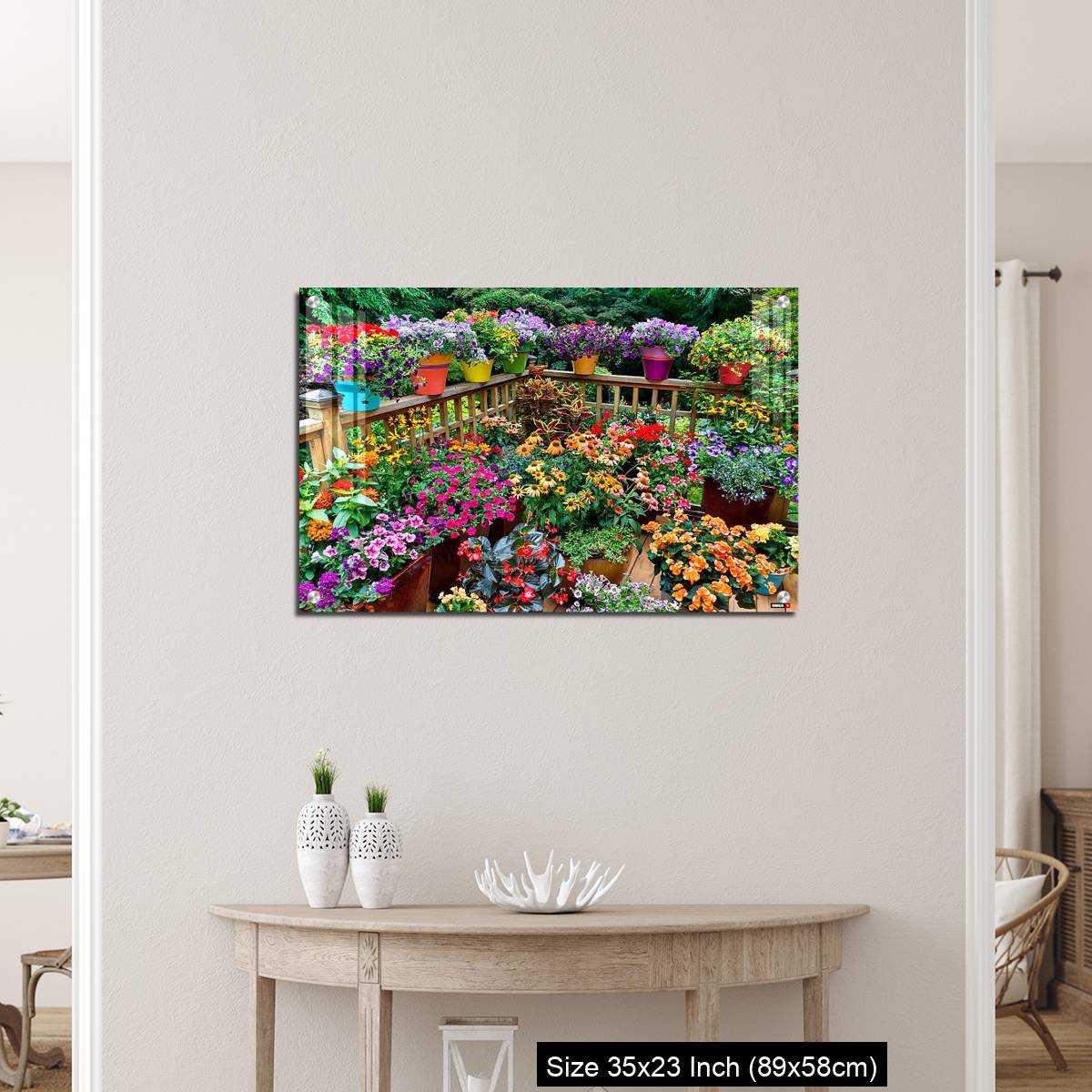 OMGs Acrylic Wall Decor – Colorful flowers and pots on deck - Image 12