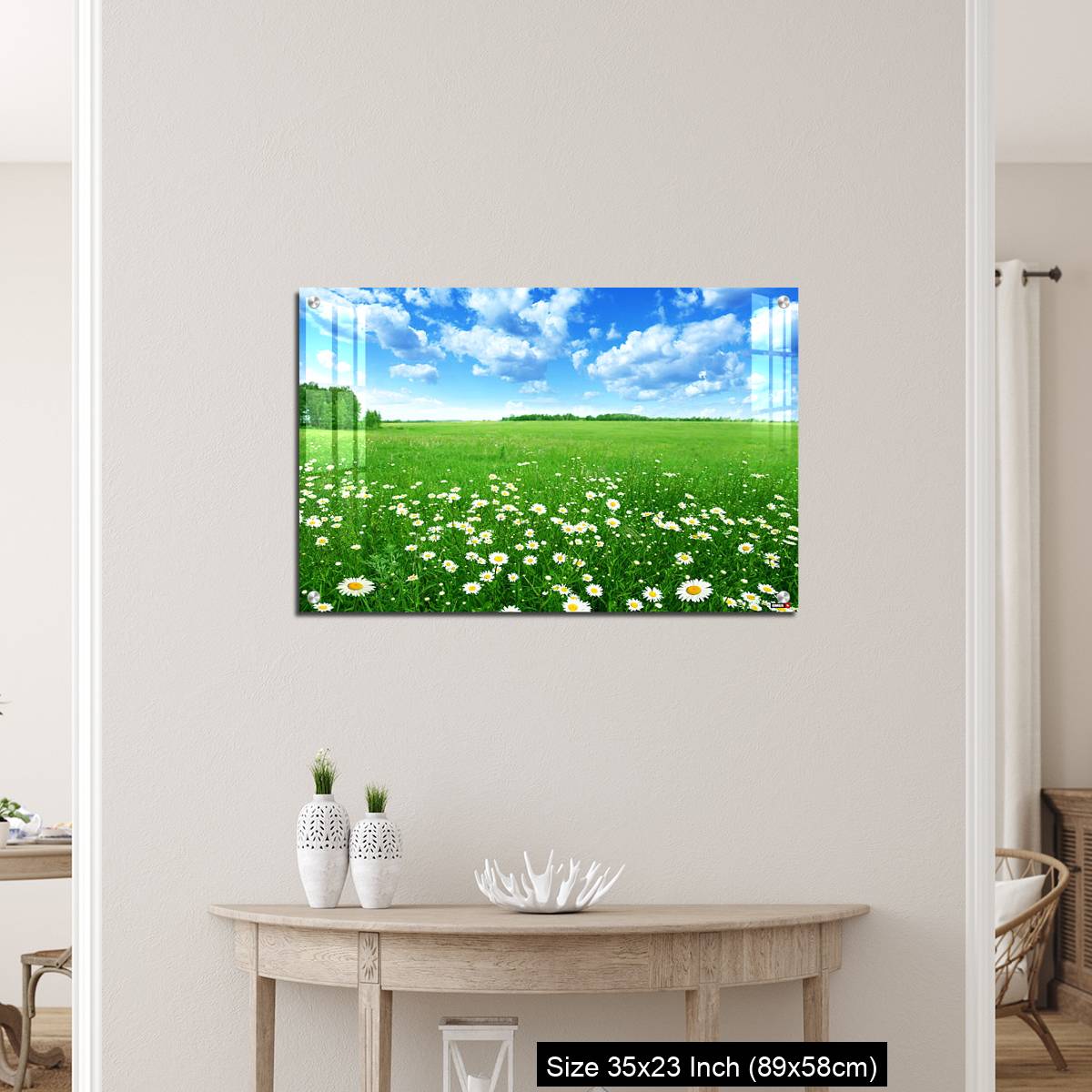OMGs Acrylic Wall Decor – Field with white daisies under blue sky. - Image 12