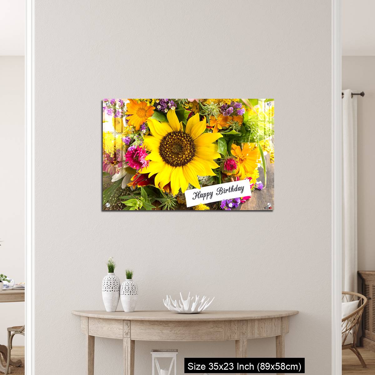 OMGs Acrylic Wall Decor – Happy Birthday Card with Bouquet of Summer Flowers - Image 12