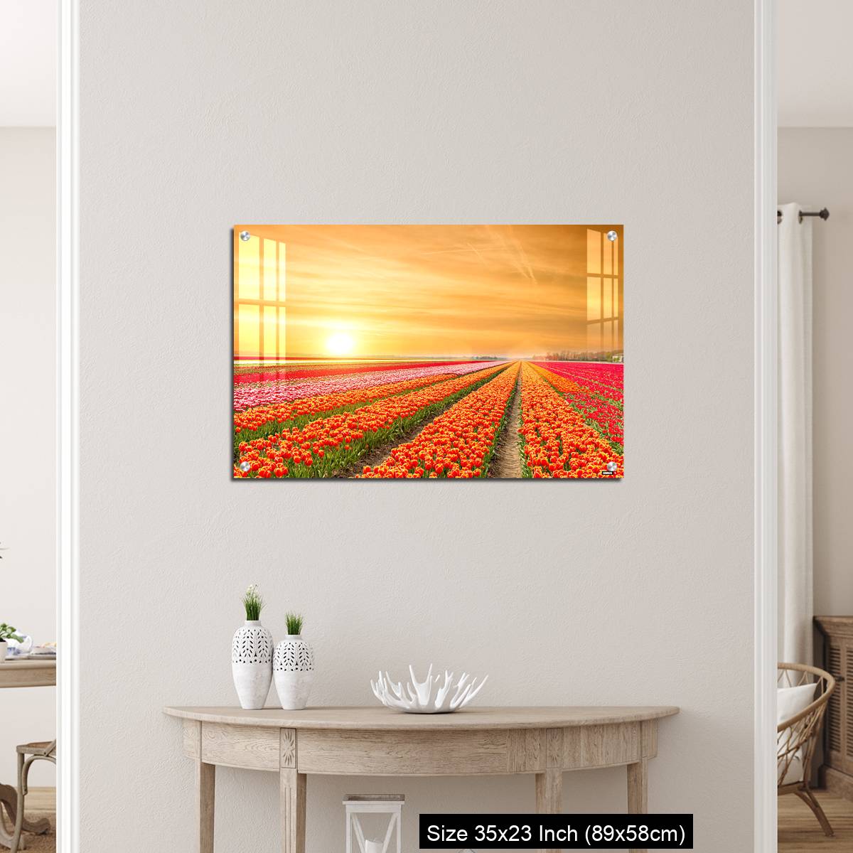 OMGs Acrylic Wall Decor – Landscape of Netherlands tulips with sunlight in Netherlands. - Image 12