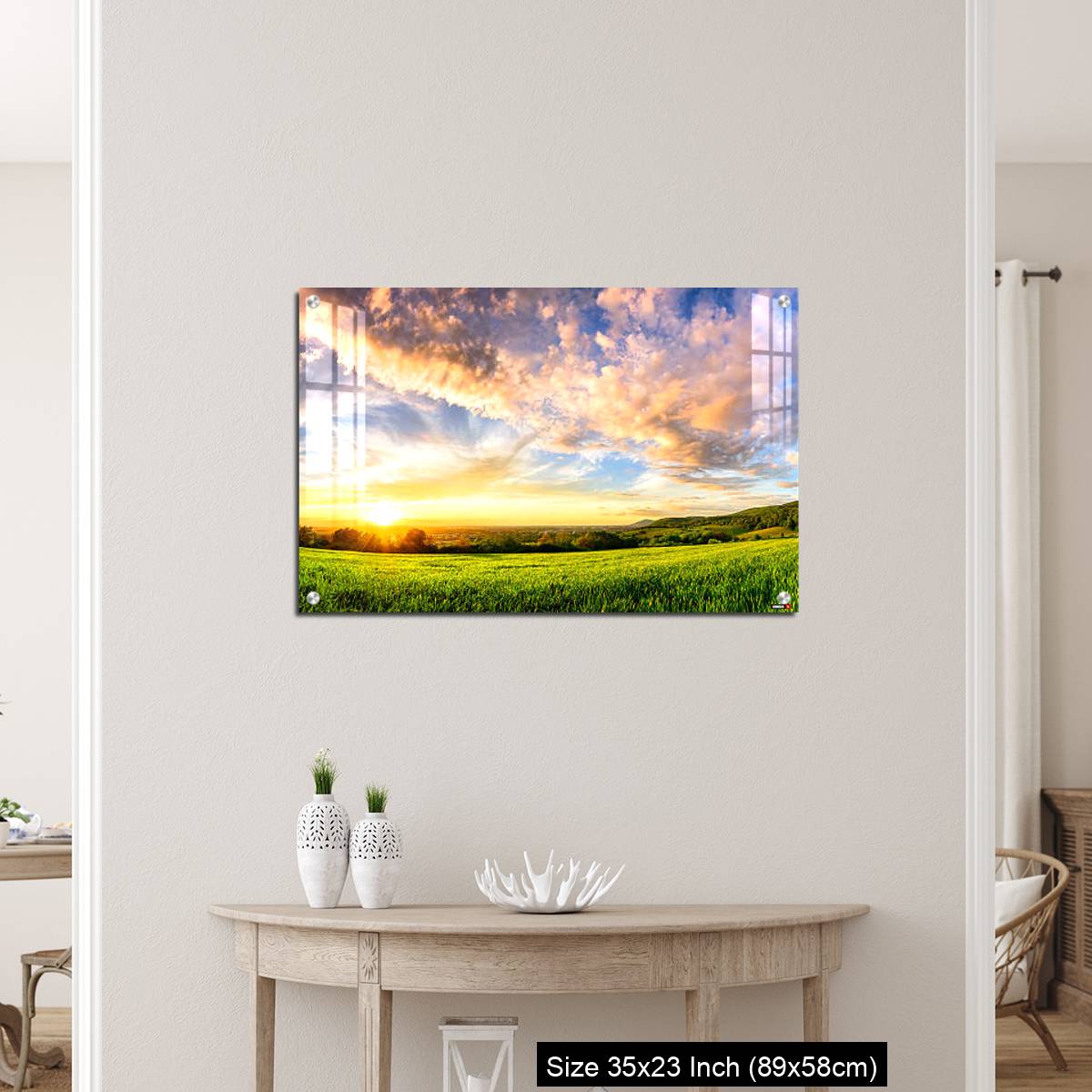 OMGs Acrylic Wall Decor – Panorama of colourful sunset on a green meadow - Image 12
