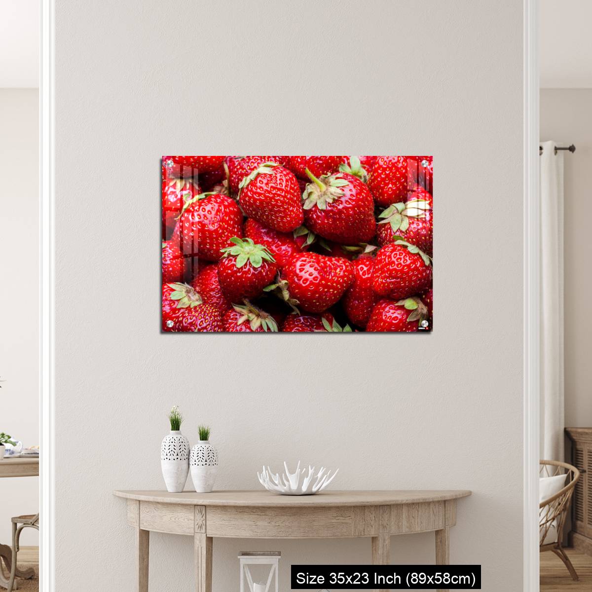 OMGs Acrylic Wall Decor – Ripe organic strawberries full frame background - Image 12