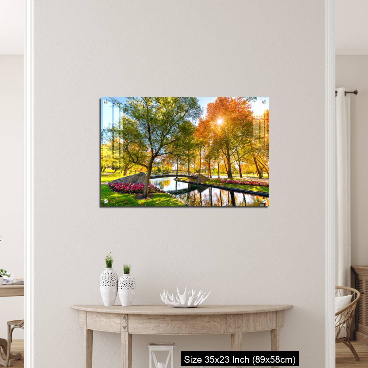 OMGs Acrylic Wall Decor – Rymill Park with bridge over the pond in Adelaide city - Image 12