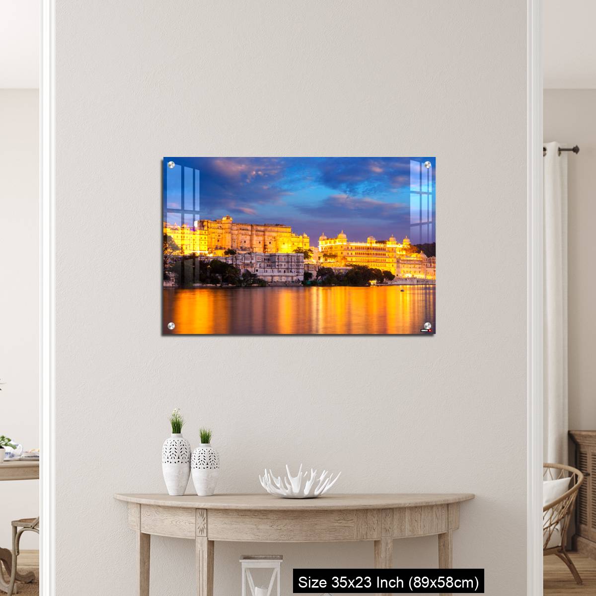 OMGs Acrylic Wall Decor – Udaipur City Palace in the evening view. Udaipur, India - Image 12