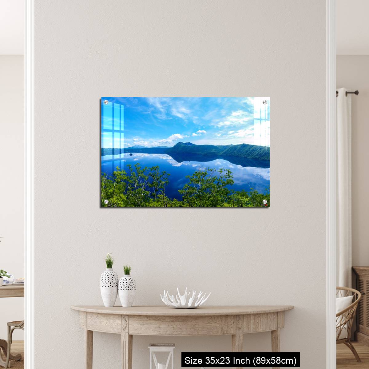 OMGs Acrylic Wall Decor – panoramic view of a lake reflecting sky. Lake Mashu,Akan National Park,Japan. - Image 12