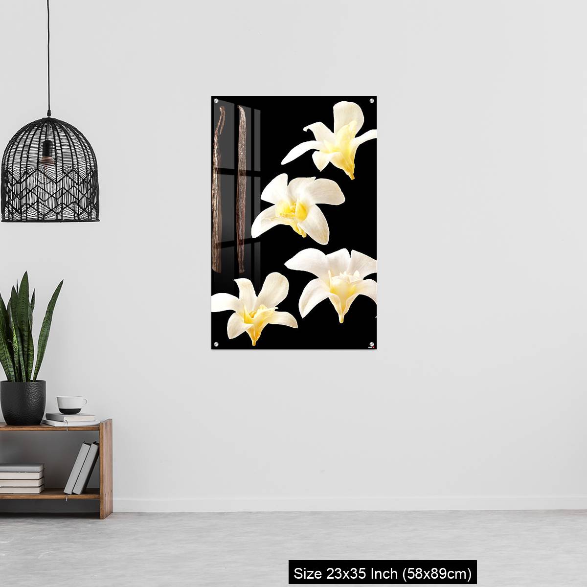 OMGs Acrylic Wall Decor – Vanilla flowers and stick isolated on black background - Image 13