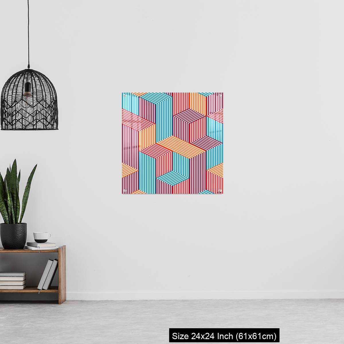 OMGs Acrylic Wall Decor – 3D dimensional lined cubes seamless pattern, geometric endless texture with lines and boxes - Image 13