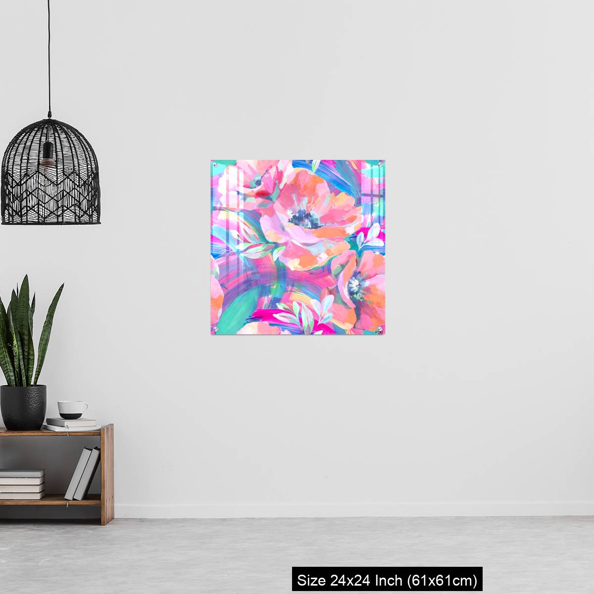 OMGs Acrylic Wall Decor – Acrylic flowers, leaves, paint smears seamless pattern. - Image 13