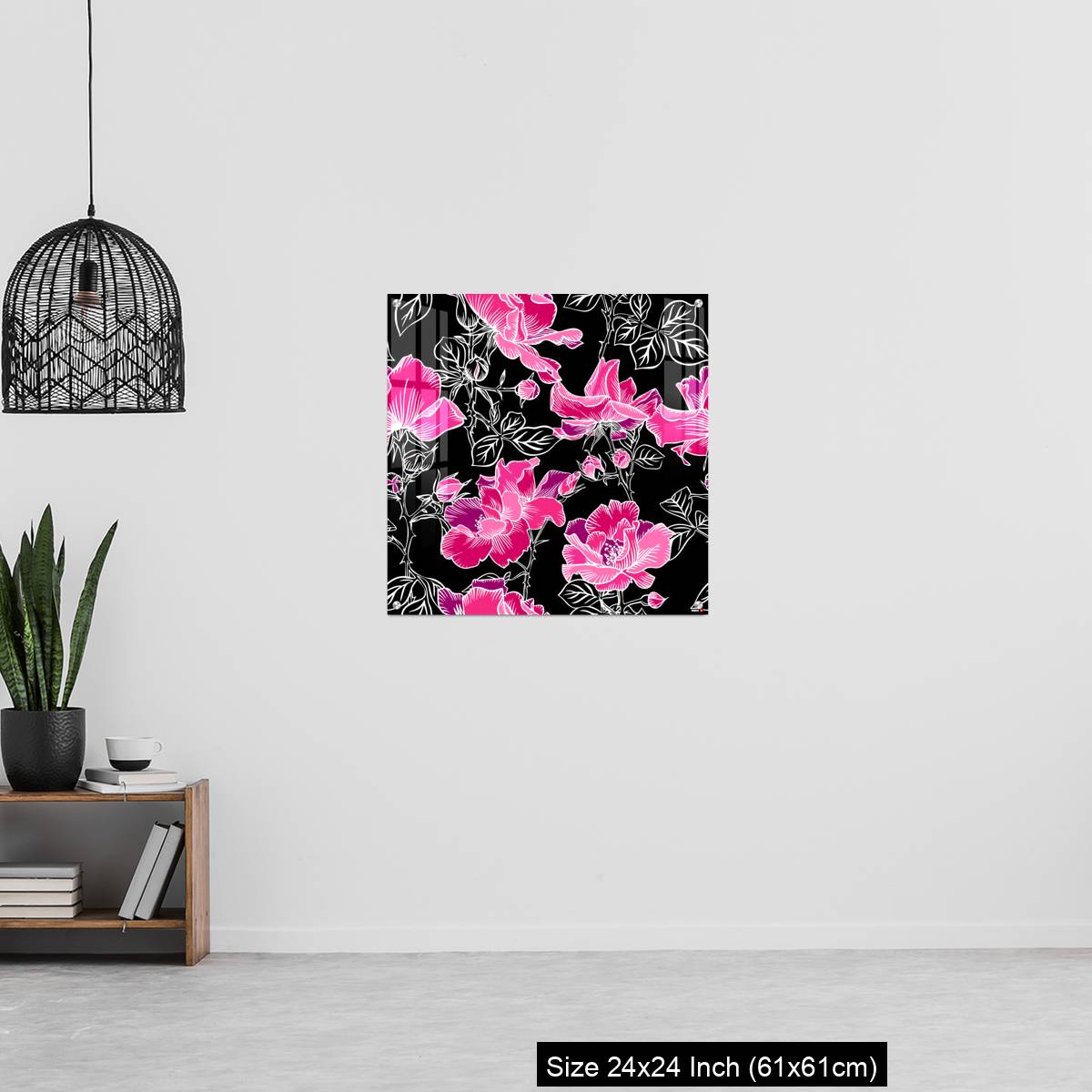 OMGs Acrylic Wall Decor – Seamless pattern with blossom red large roses petals buds and leaves. - Image 13