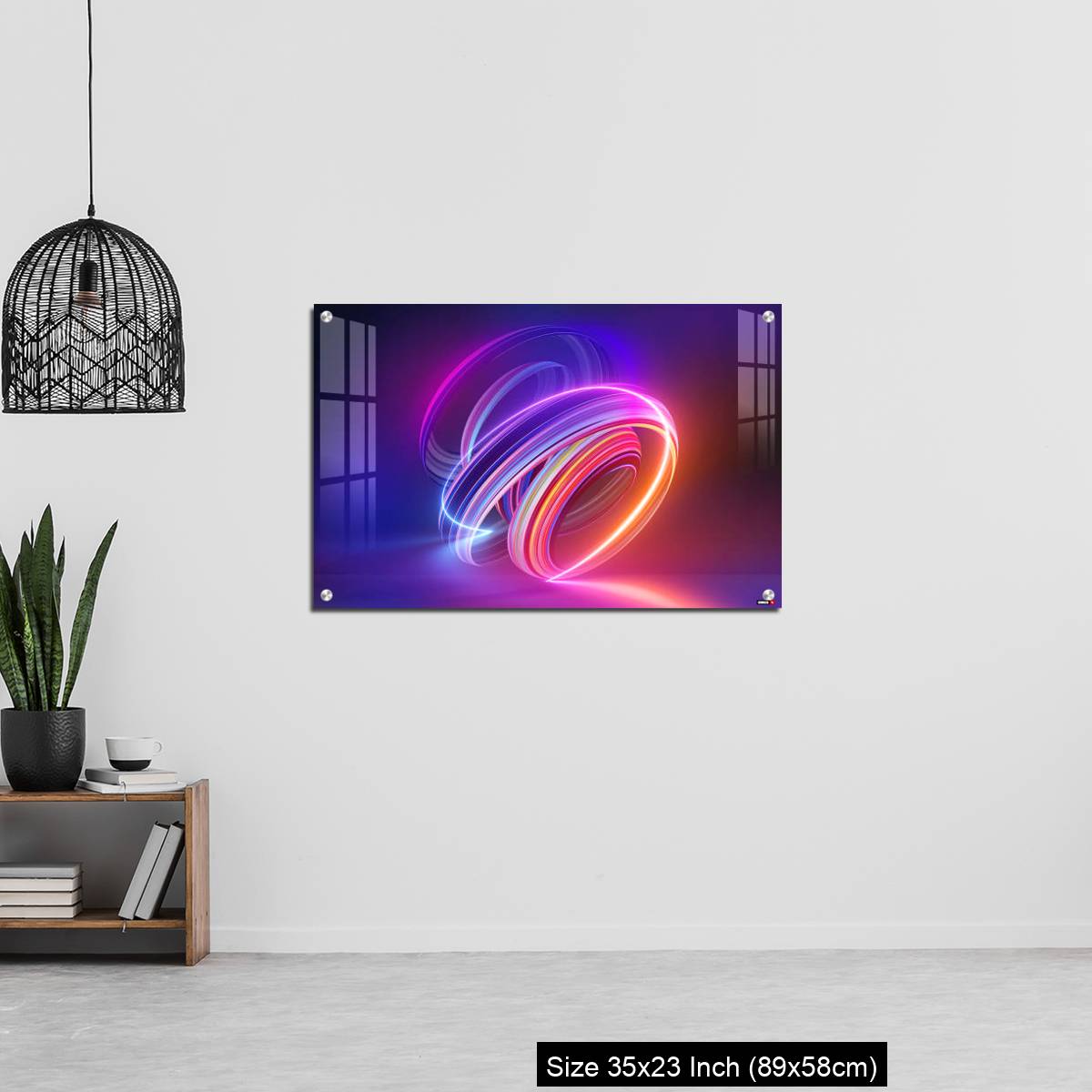 OMGs Acrylic Wall Decor – Colorful background with abstract shape glowing in ultraviolet spectrum, curvy neon lines - Image 13