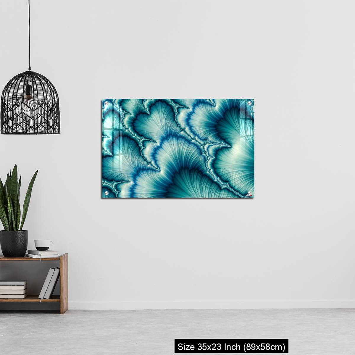 OMGs Acrylic Wall Decor – Aqua and Green psychedelic fractal background like floral petal - Image 13