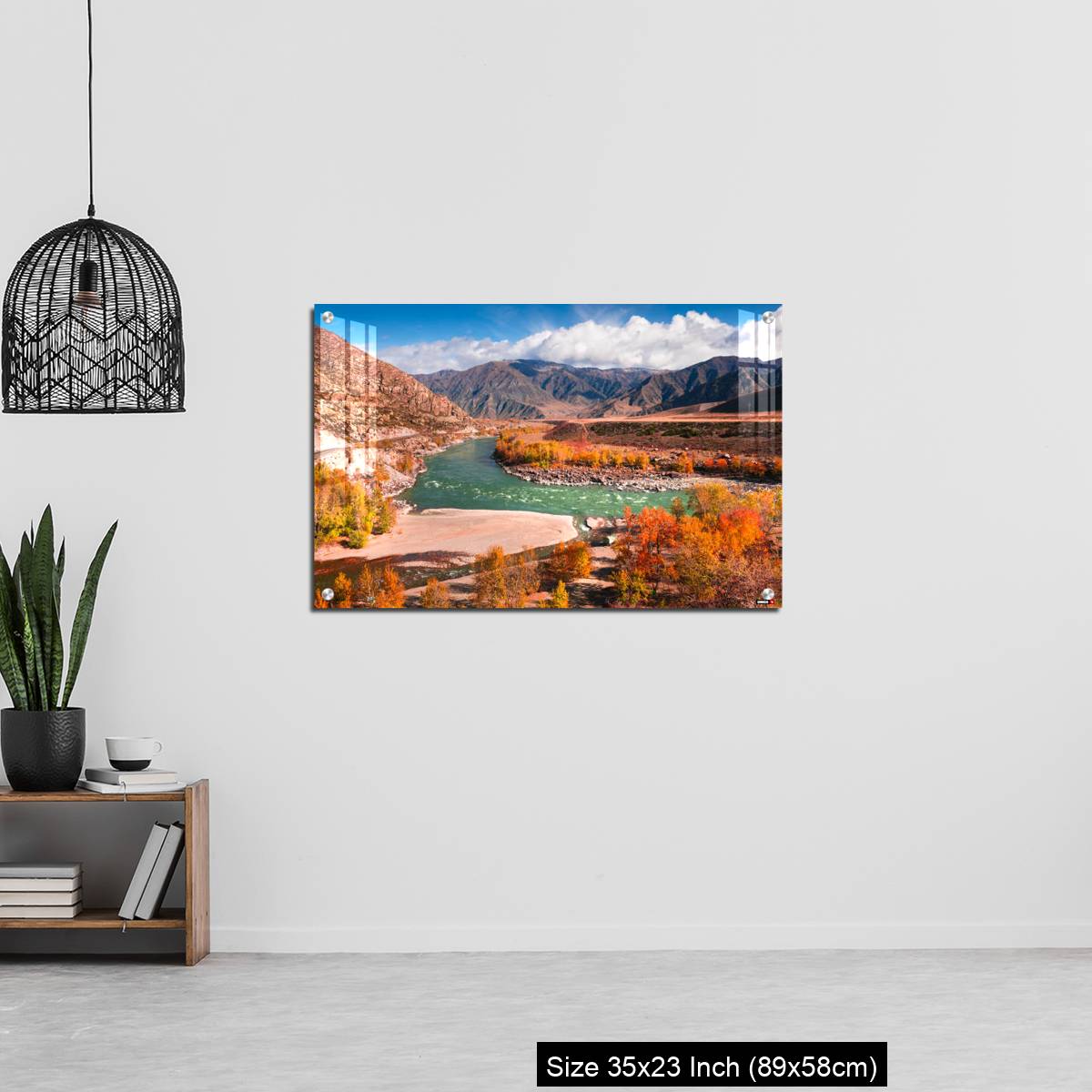 OMGs Acrylic Wall Decor – Autumn landscape of Katun river and mountains with yellow trees in Altai, Siberia, Russia. - Image 13