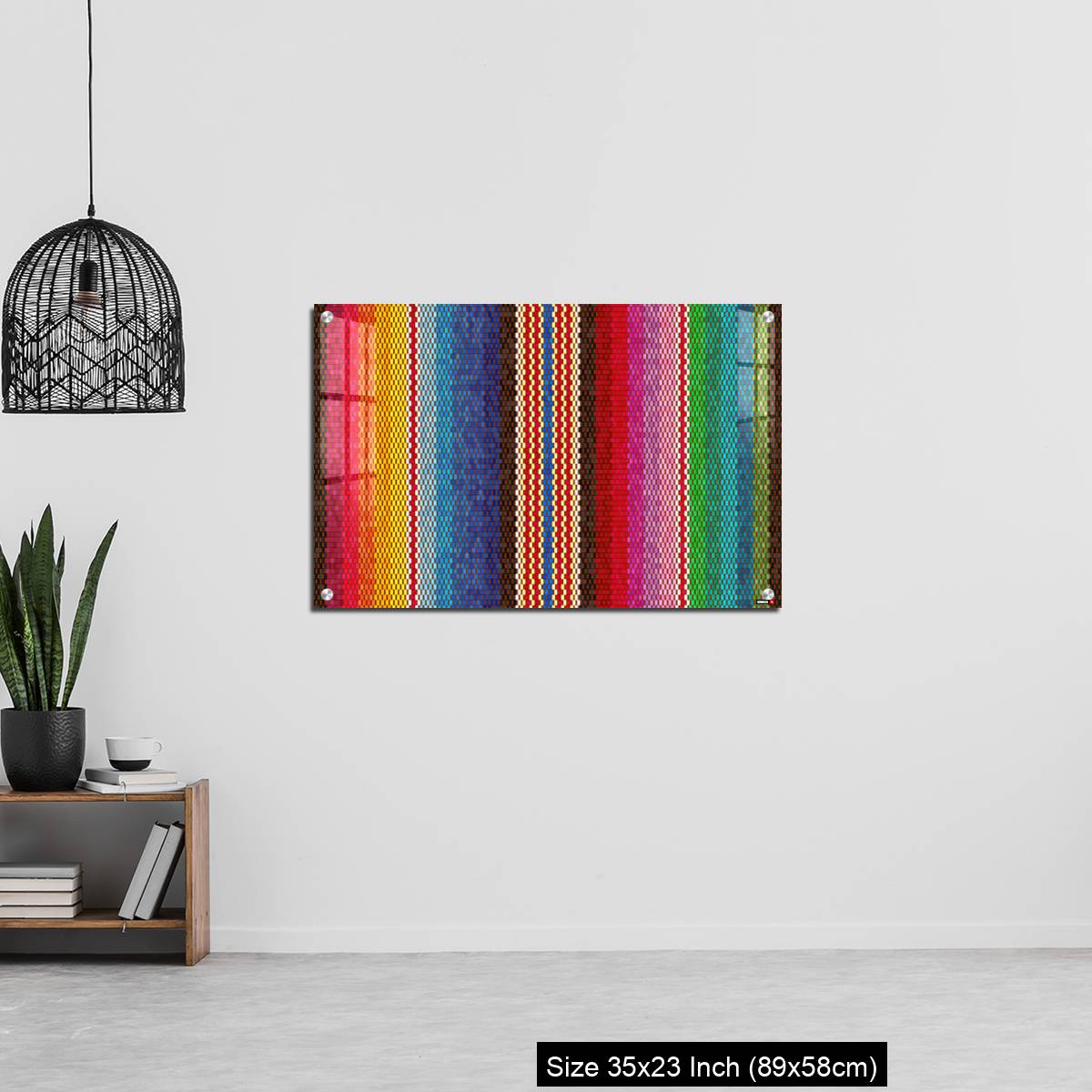 OMGs Acrylic Wall Decor – Background for Cinco de Mayo party decor or ethnic mexican fabric pattern with colorful stripes. - Image 13
