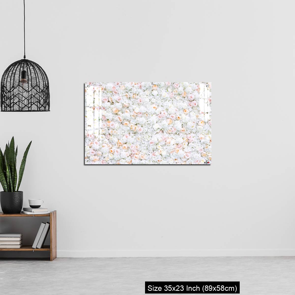 OMGs Acrylic Wall Decor – Flowers wall background with white and light orange roses. - Image 13