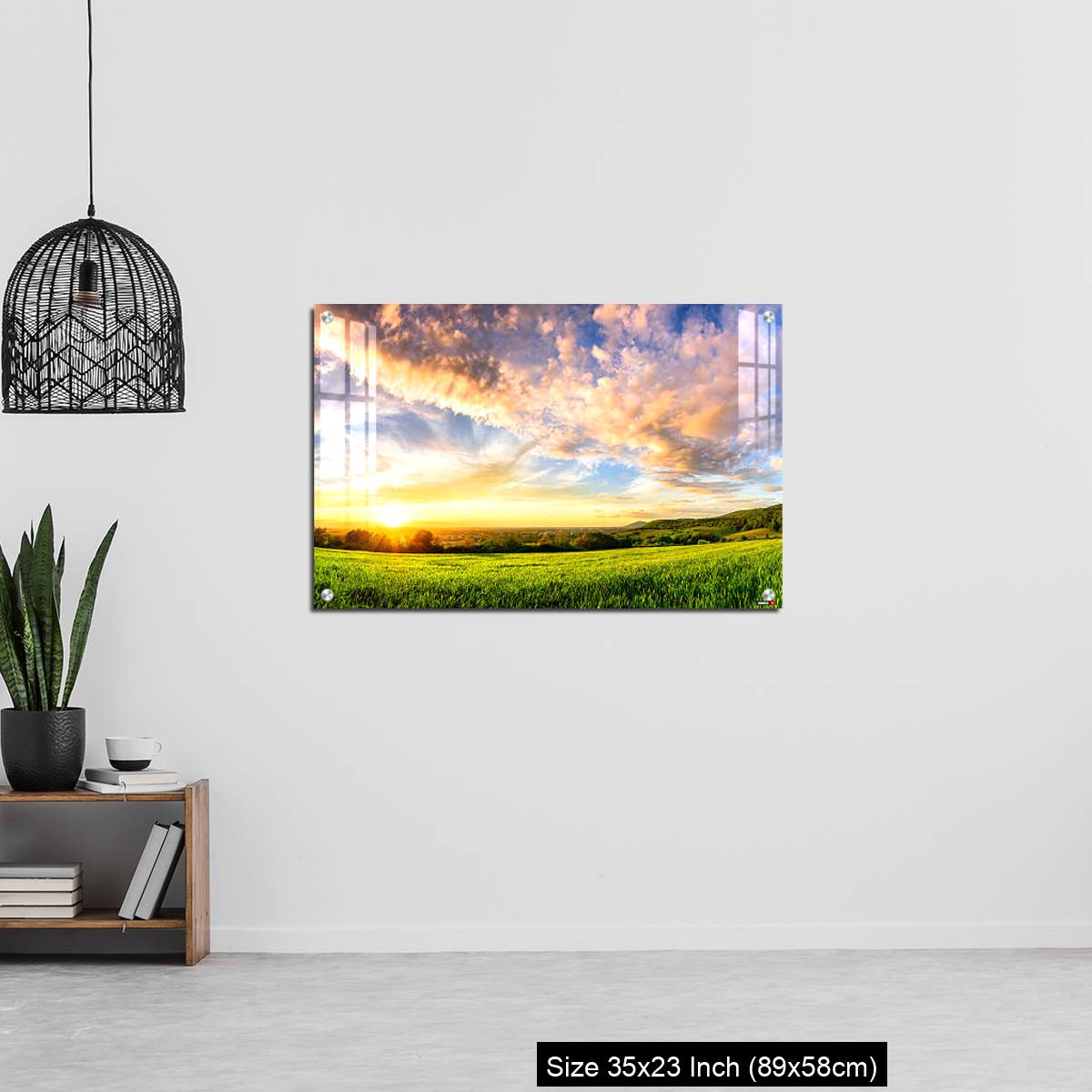OMGs Acrylic Wall Decor – Panorama of colourful sunset on a green meadow - Image 13