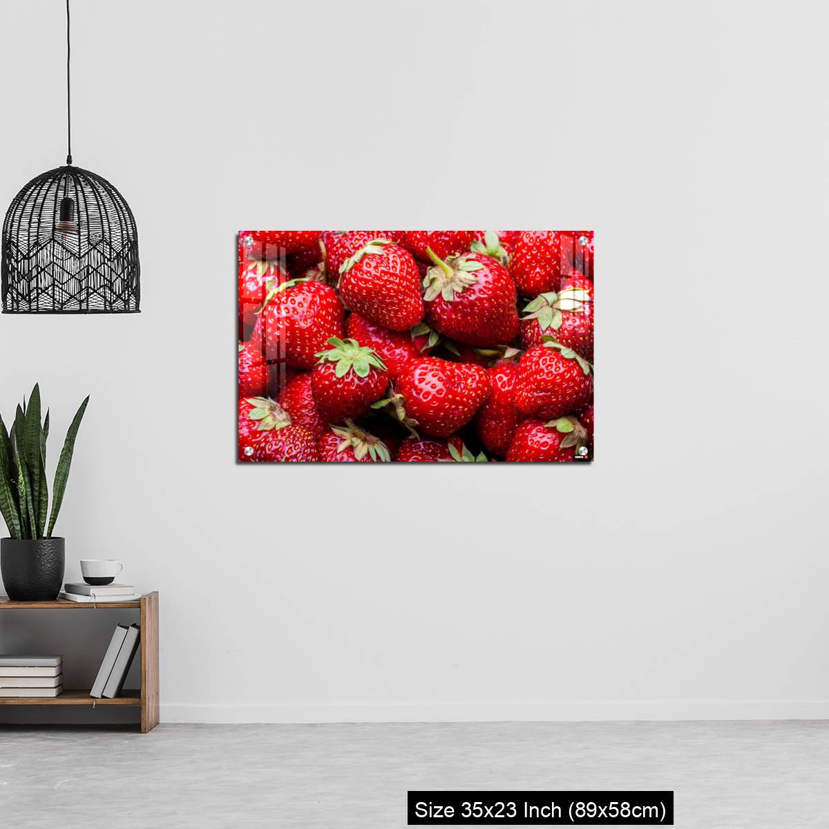 OMGs Acrylic Wall Decor – Ripe organic strawberries full frame background - Image 13
