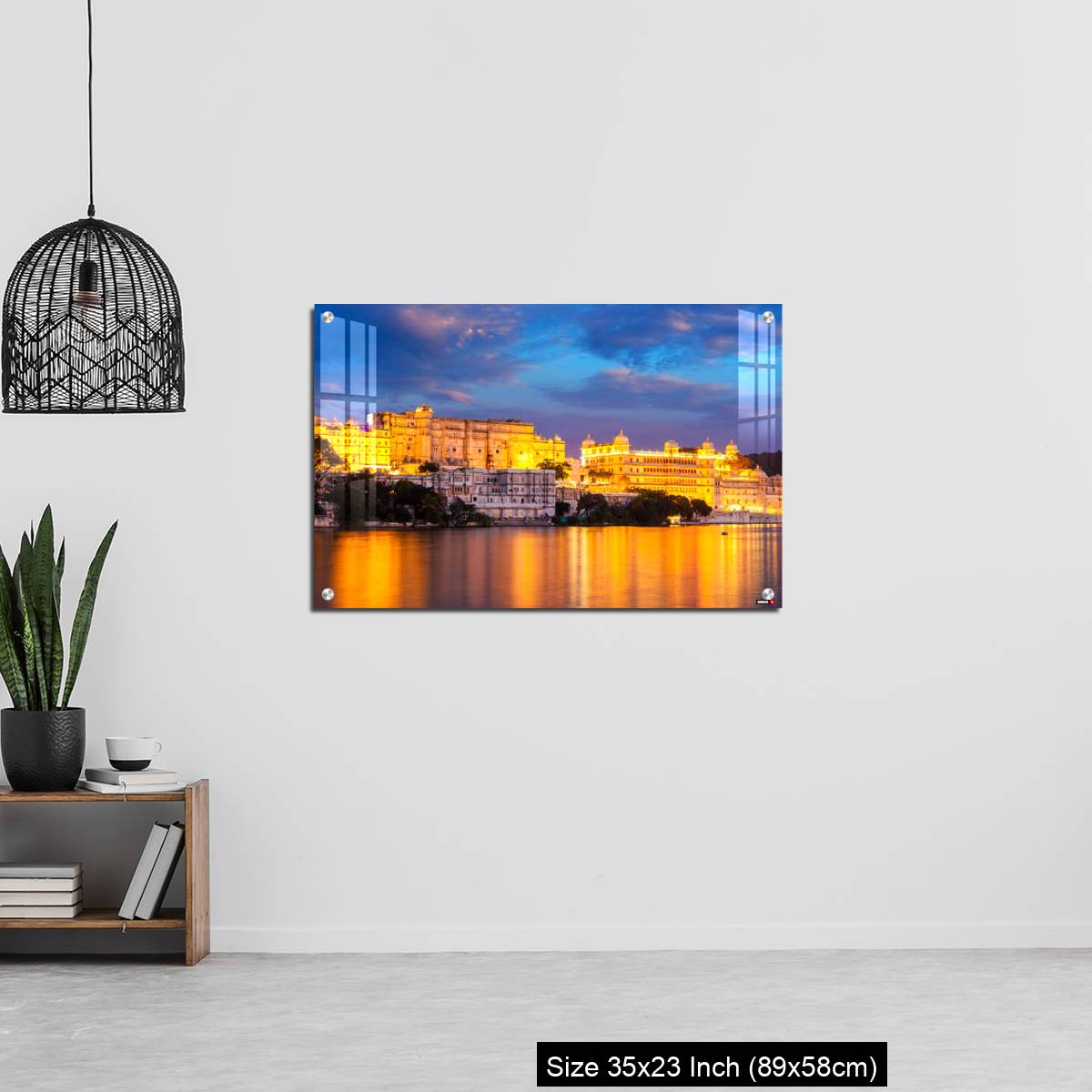 OMGs Acrylic Wall Decor – Udaipur City Palace in the evening view. Udaipur, India - Image 13
