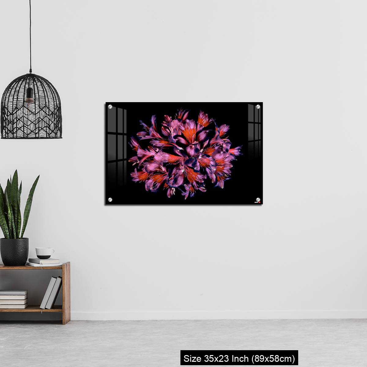OMGs Acrylic Wall Decor – Vibrant coloured floral abstract design using Peruvian lilies with black background - Image 13