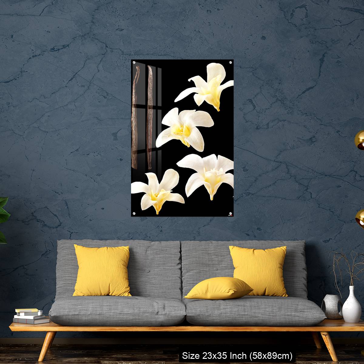 OMGs Acrylic Wall Decor – Vanilla flowers and stick isolated on black background - Image 14