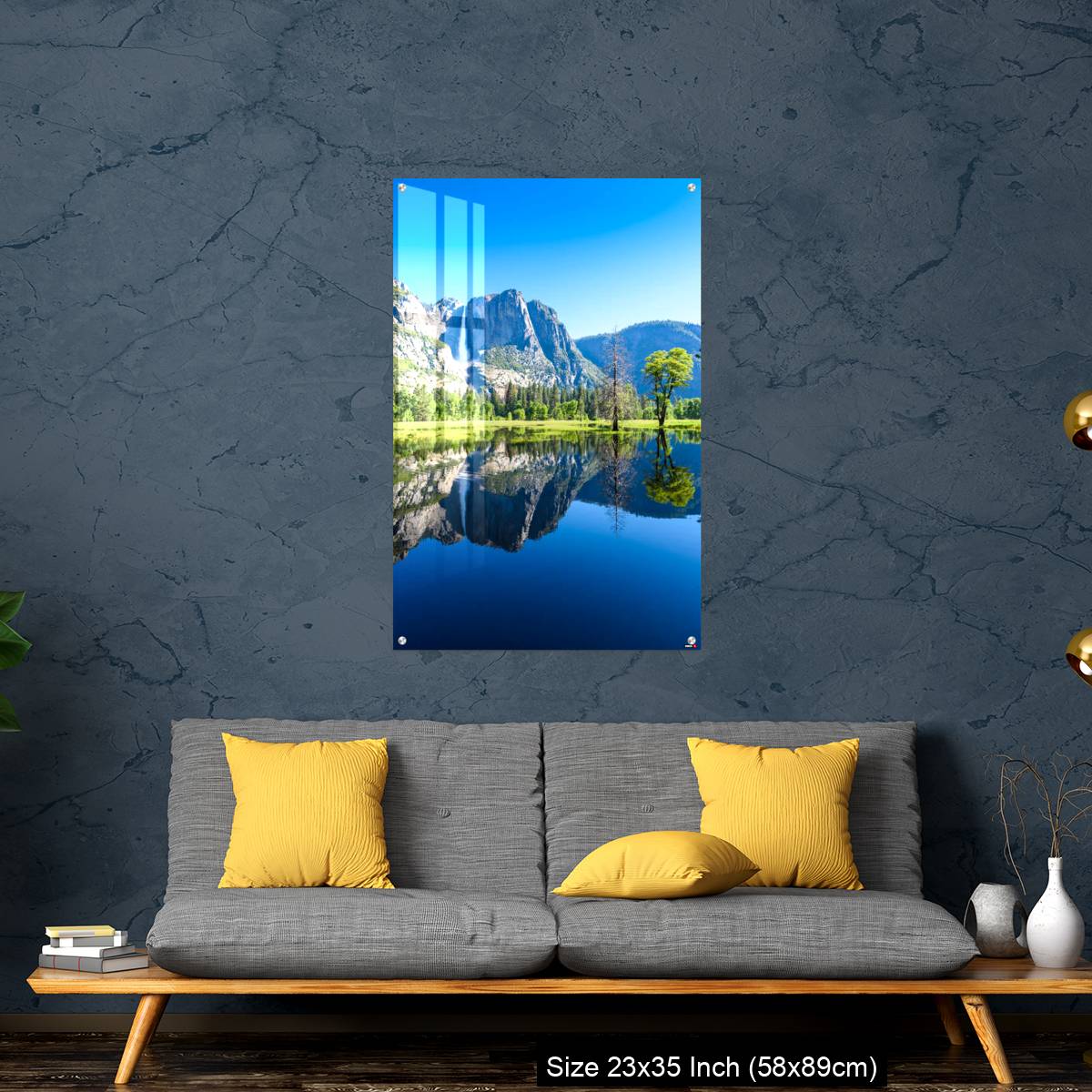 OMGs Acrylic Wall Decor – Reflection in Merced River of Yosemite waterfalls and beautiful mountain California, USA - Image 14