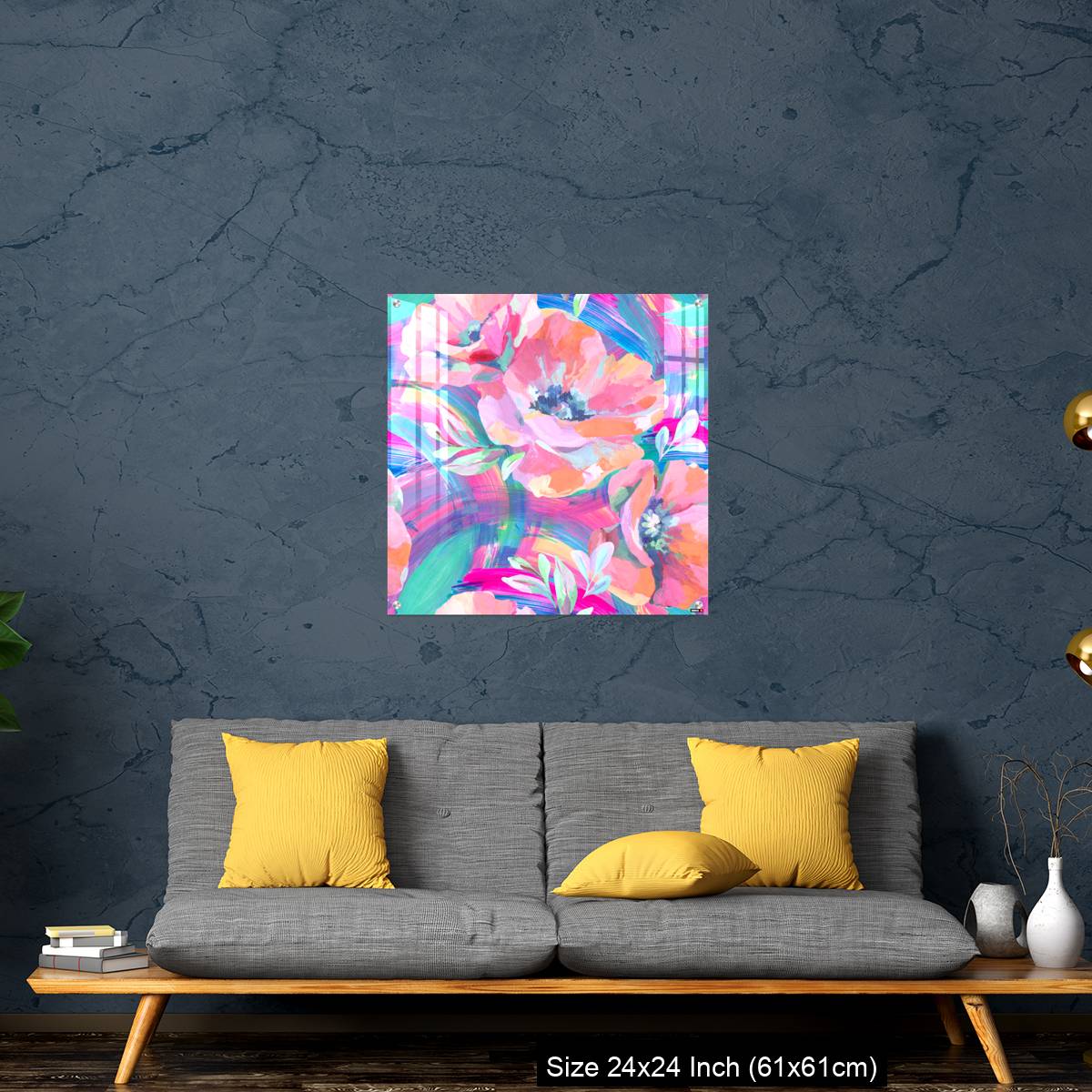 OMGs Acrylic Wall Decor – Acrylic flowers, leaves, paint smears seamless pattern. - Image 14