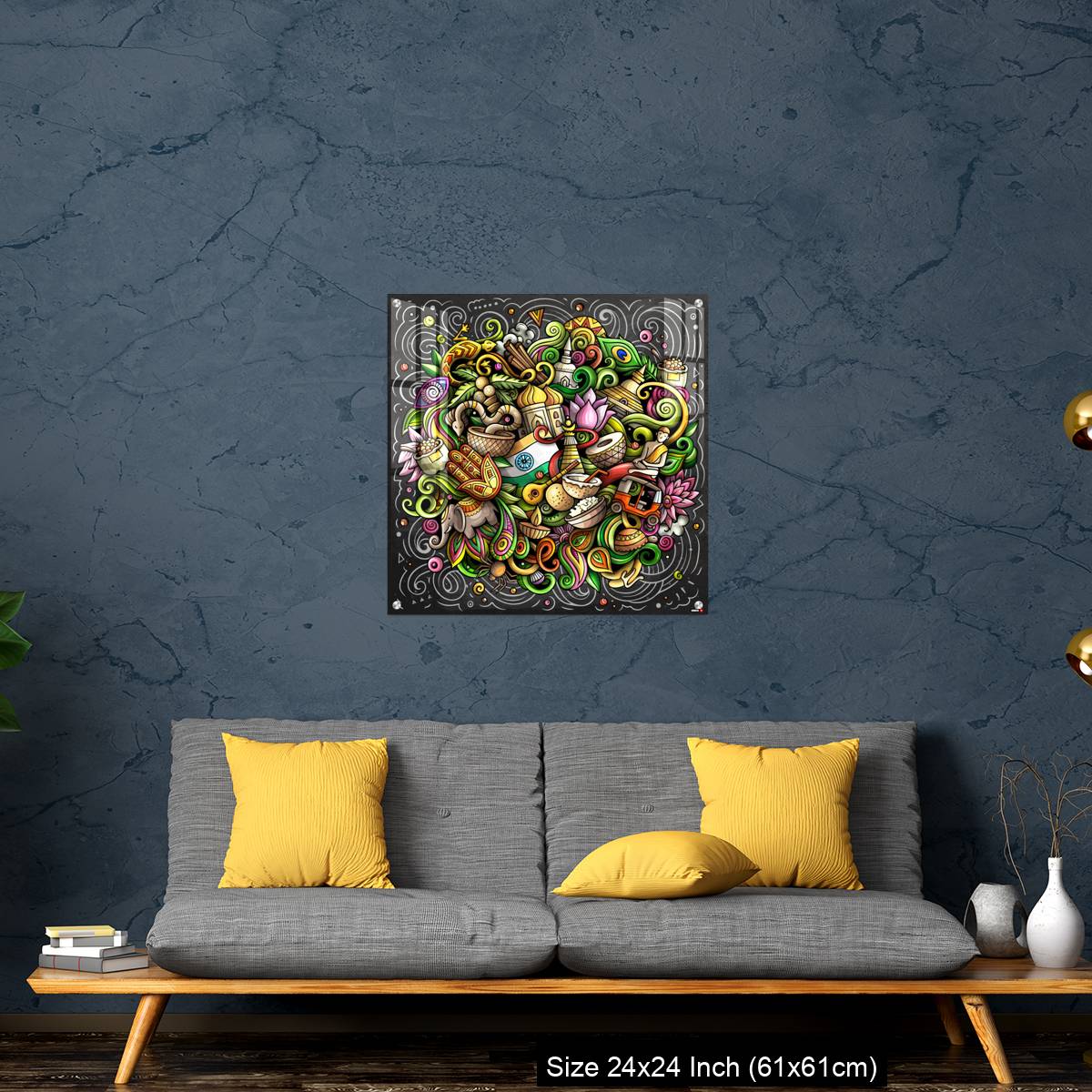 OMGs Acrylic Wall Decor – India hand drawn cartoon doodles - Image 14