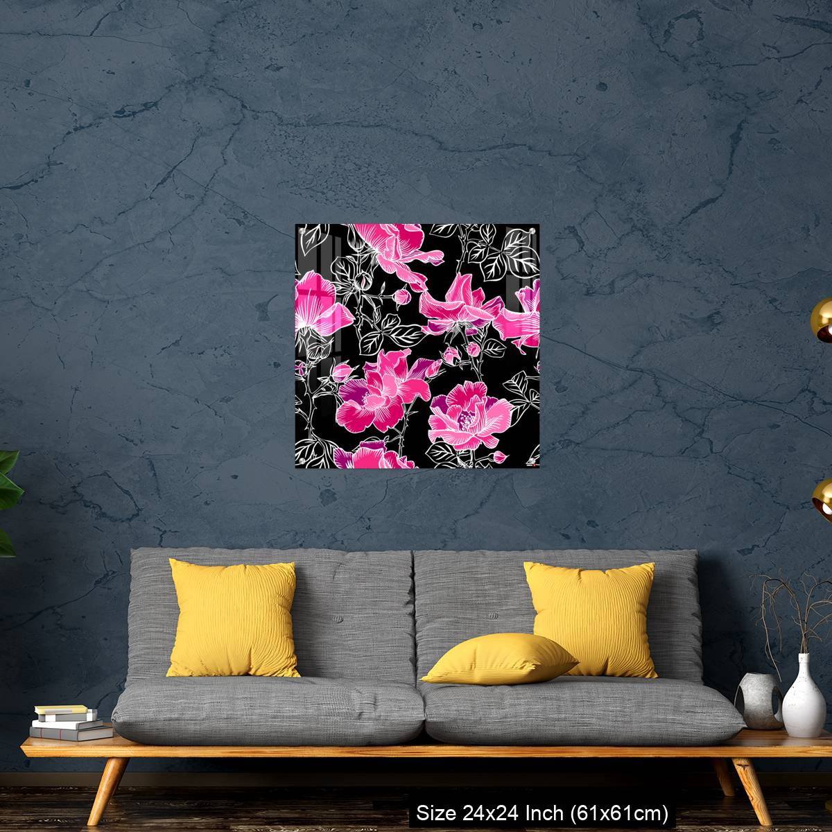 OMGs Acrylic Wall Decor – Seamless pattern with blossom red large roses petals buds and leaves. - Image 14
