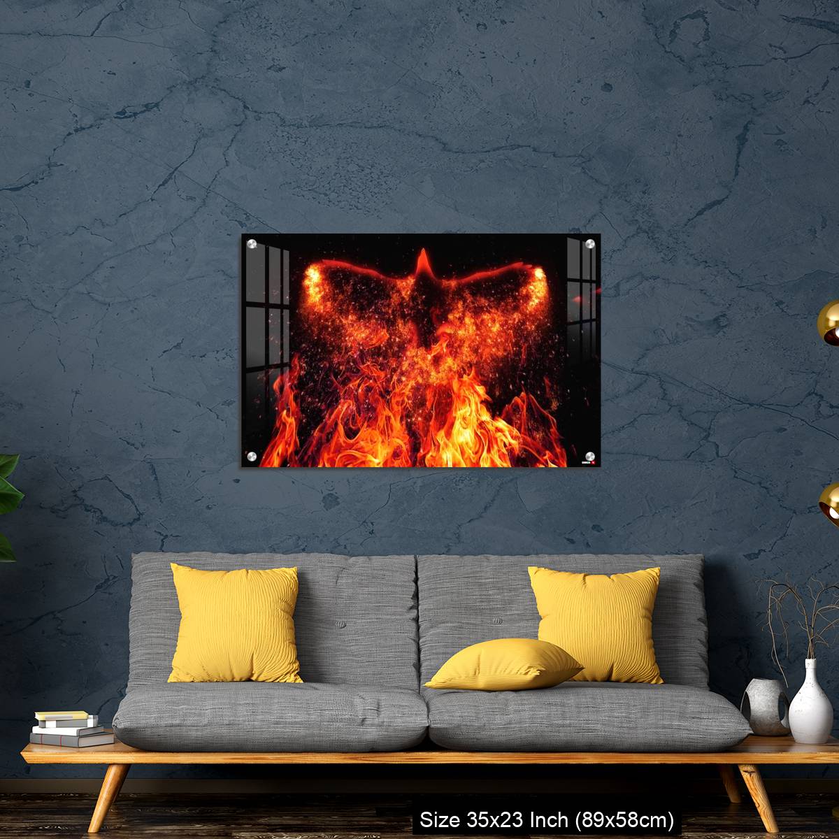 OMGs Acrylic Wall Decor – A firebird flapping its wings in the dark - Image 14