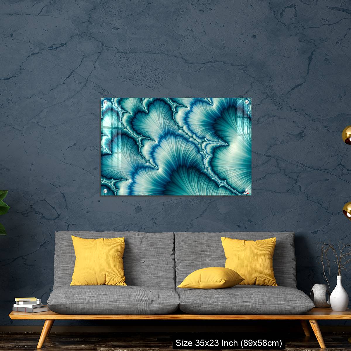 OMGs Acrylic Wall Decor – Aqua and Green psychedelic fractal background like floral petal - Image 14