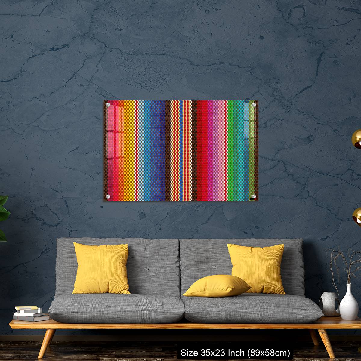 OMGs Acrylic Wall Decor – Background for Cinco de Mayo party decor or ethnic mexican fabric pattern with colorful stripes. - Image 14